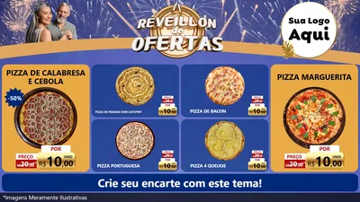 Modelo de TV para TV Horizontal com o tema Réveillon de Ofertas para Pizzaria