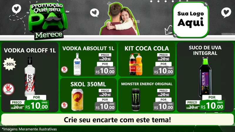 Modelo de TV para TV Horizontal com o tema Promoção Que seu Pai Merece para Distribuidora de bebidas