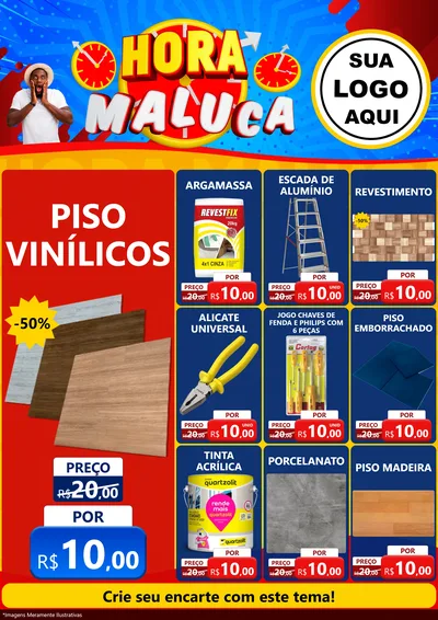 Modelo de Encarte para Encarte A4 Vertical com o tema Hora Maluca para Material para Construção