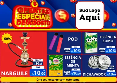 Modelo de Encarte para Encarte A4 Horizontal com o tema Ofertas Especiais de Agosto para Tabacaria