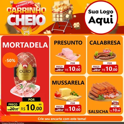 Modelo de Rede Social para Feed Facebook com o tema Promoção carrinho cheio para Frios e Laticínios