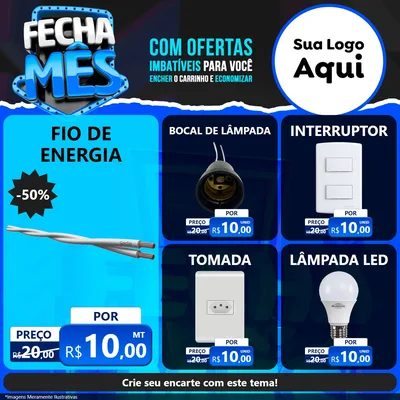 Modelo de Rede Social para Feed Facebook com o tema Fecha Mês para Materiais Elétricos