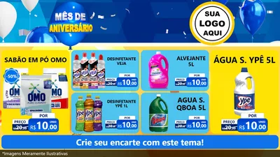 Modelo de TV para TV Horizontal com o tema Mês de Aniversário para Produtos de Limpeza