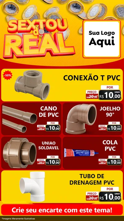 Modelo de TV para TV Vertical com o tema Sextou do Real para Tubos e conexões