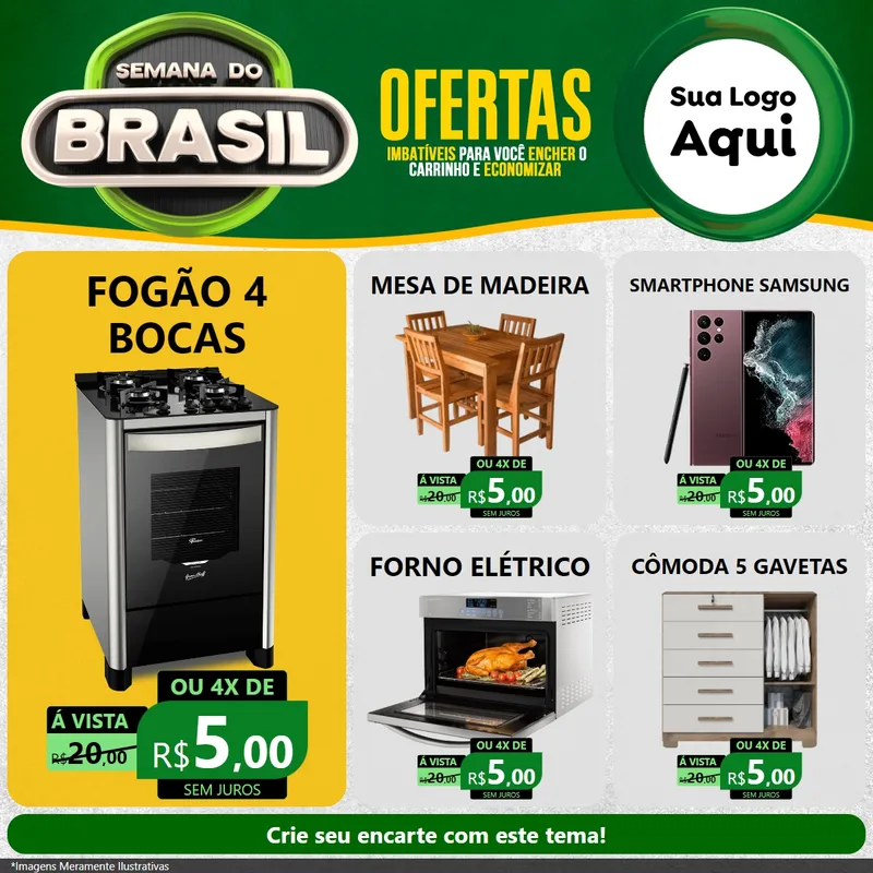 Modelo de Rede Social para Feed Facebook com o tema Semana do Brasil para Móveis e Eletro