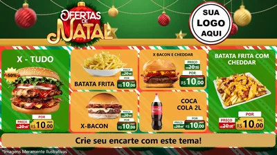 Modelo de TV para TV Horizontal com o tema Ofertas de Natal para Hamburgueria