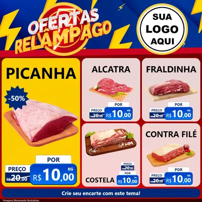 Modelo de Rede Social para Feed Facebook com o tema Ofertas Relâmpago para Açougue