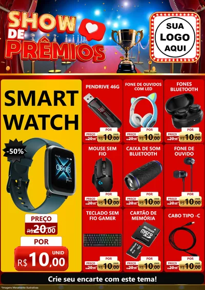 Modelo de Encarte para Encarte A4 Vertical com o tema Show de Prêmios para Informática
