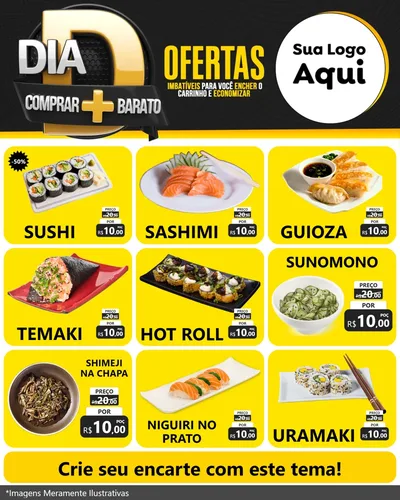 Modelo de Rede Social para Feed Instagram com o tema Dia D Mais Economia para Comida japonesa