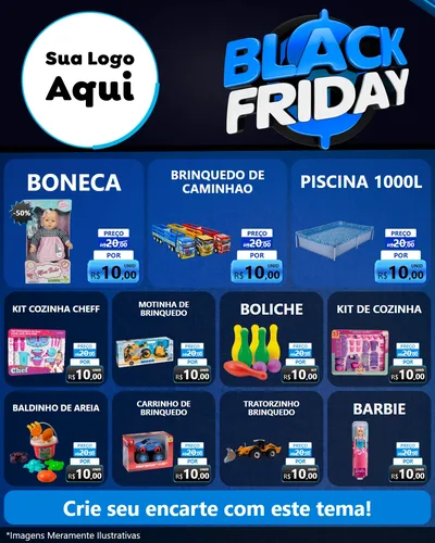 Modelo de Rede Social para Feed Instagram com o tema Black Friday para Brinquedos