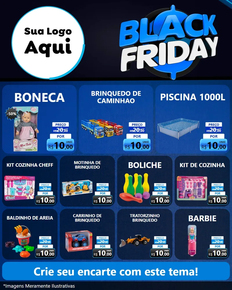Modelo de Rede Social para Feed Instagram com o tema Black Friday para Brinquedos