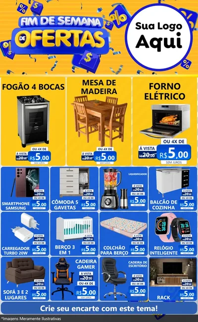 Modelo de Encarte para Encarte Grande com o tema Fim de Semana de Ofertas para Móveis e Eletro