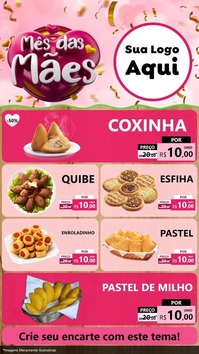 Modelo de TV para TV Vertical com o tema Mês das Mães para Salgadaria