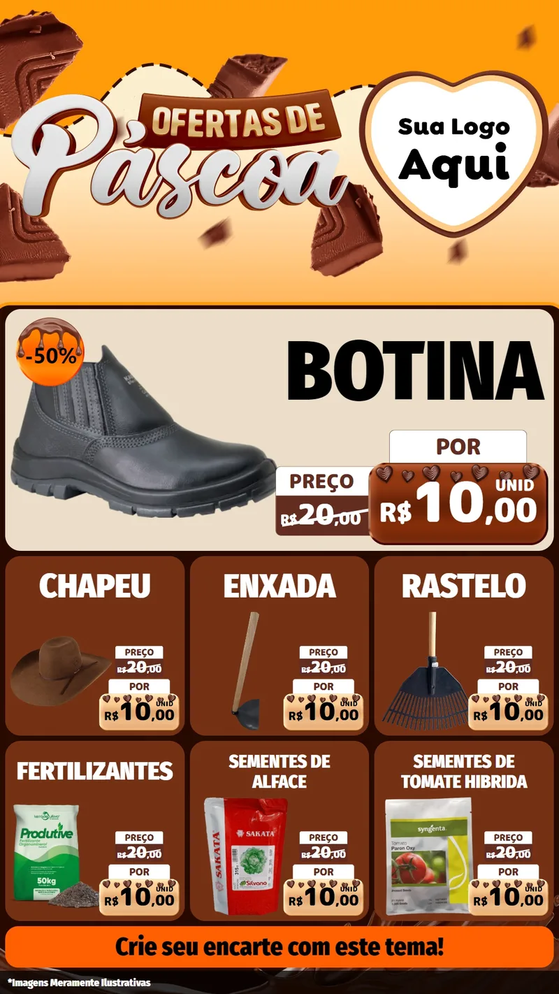 Modelo de Rede Social para Stories com o tema Ofertas de Páscoa para Agropecuária