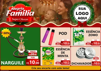 Modelo de Encarte para Encarte A4 Horizontal com o tema Alegria Em Família - Super Ofertas para Tabacaria