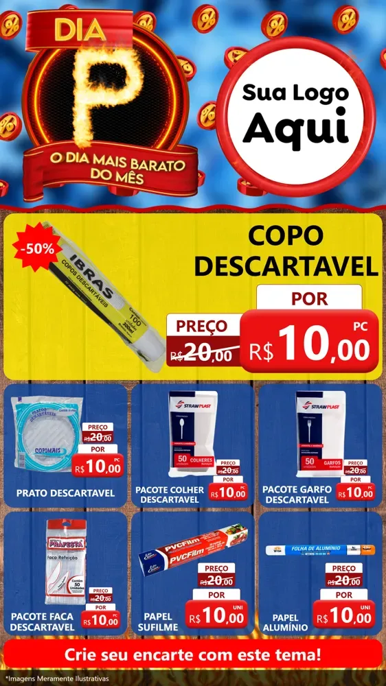 Modelo de Rede Social para Stories com o tema Dia P - O Dia Mais Barato Do Mês para Embalagens