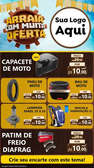 Modelo de TV para TV Vertical com o tema Ofertas de São João - Junina para Moto peças