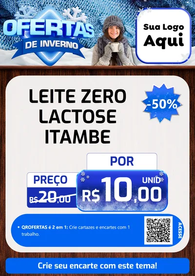 Modelo de Cartaz para Cartaz A4 Vertical com o tema Ofertas de Inverno para Frios e Laticínios