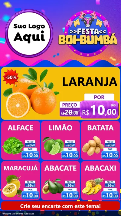 Modelo de Rede Social para Stories com o tema Festa Boi-Bumbá para Hortifrúti
