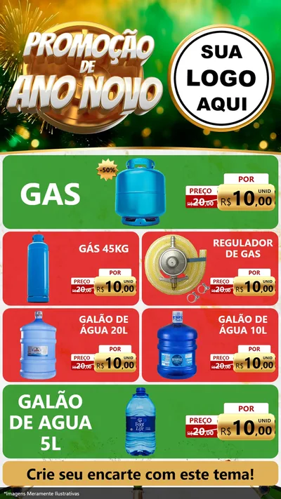 Modelo de TV para TV Vertical com o tema Promoção de Ano Novo para Água e gás