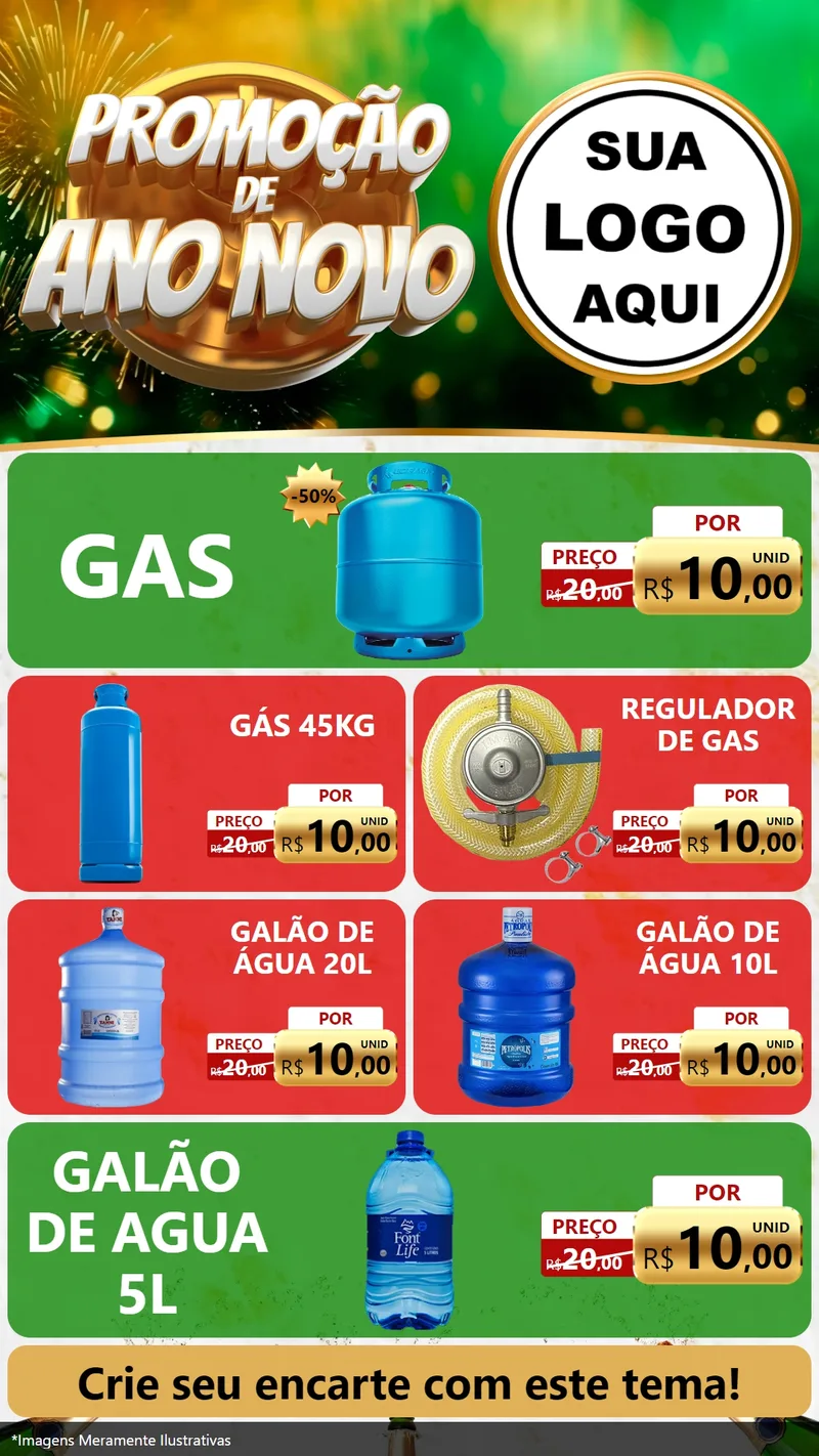 Modelo de TV para TV Vertical com o tema Promoção de Ano Novo para Água e gás
