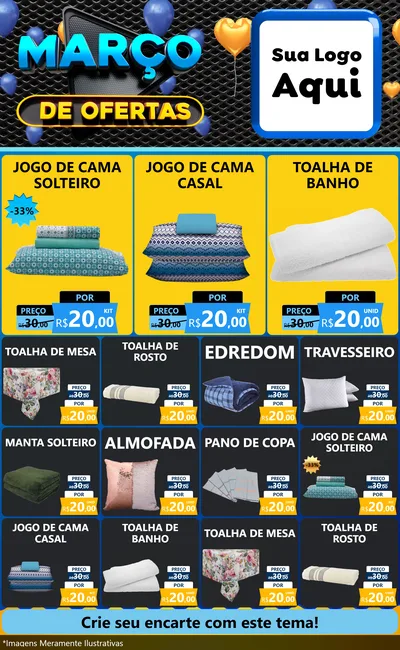 Modelo de Encarte para Encarte Grande com o tema Março de Ofertas para Cama, Mesa e Banho