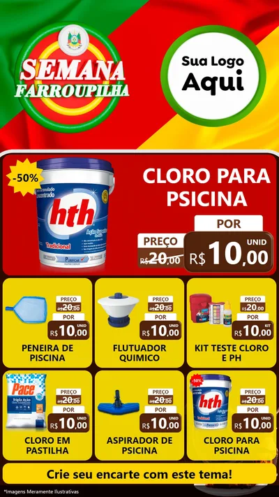 Modelo de Rede Social para Stories com o tema Semana Farroupilha para Produtos para Piscina