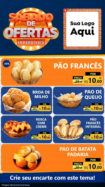 Modelo de TV para TV Vertical com o tema Sábado de Ofertas Imperdíveis para Padaria