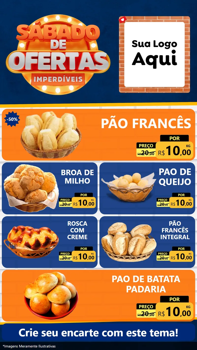 Modelo de TV para TV Vertical com o tema Sábado de Ofertas Imperdíveis para Padaria