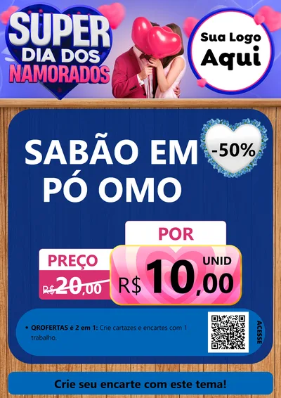 Modelo de Cartaz para Cartaz A4 Vertical com o tema Super Dia dos Namorados para Produtos de Limpeza