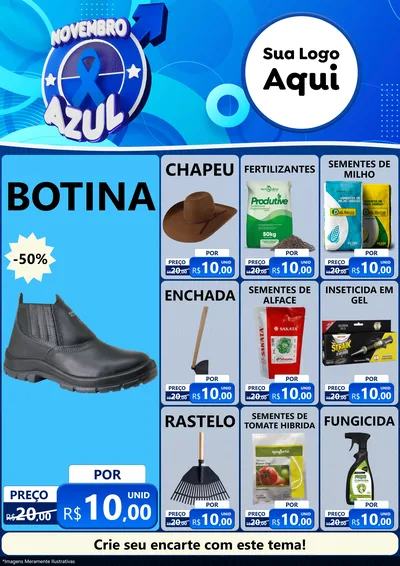 Modelo de Encarte para Encarte A4 Vertical com o tema Novembro Azul para Agropecuária