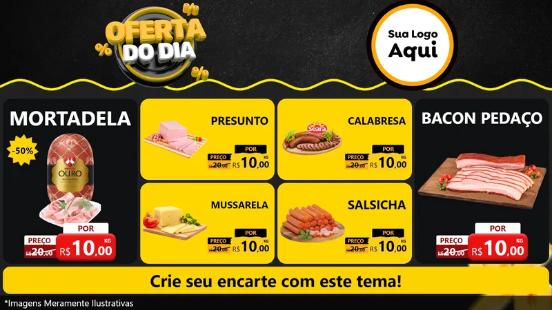 Modelo de TV para TV Horizontal com o tema Oferta Do Dia para Frios e Laticínios