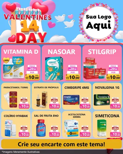Modelo de Rede Social para Feed Instagram com o tema Valentine's Day para Farmácia