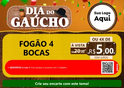 Modelo de Cartaz para Cartaz A4 Horizontal com o tema Dia do Gaúcho para Móveis e Eletro
