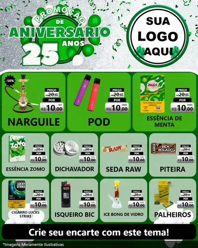 Modelo de Rede Social para Feed Instagram com o tema Promoção de Aniversário - 25 Anos para Tabacaria