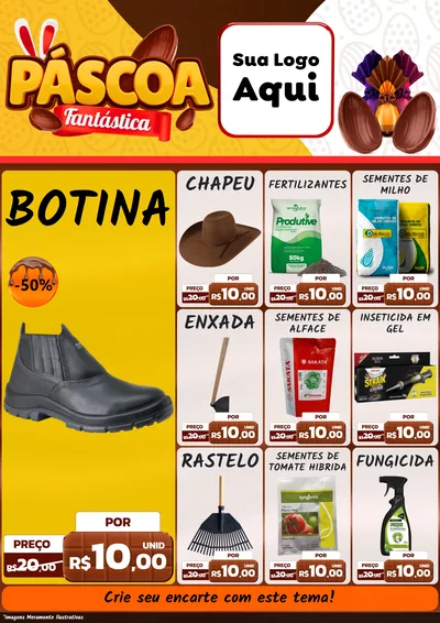 Modelo de Encarte para Encarte A4 Vertical com o tema Páscoa Fantástica para Agropecuária