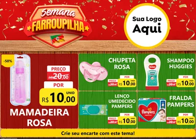 Modelo de Encarte para Encarte A4 Horizontal com o tema Semana Farroupilha para Bebês