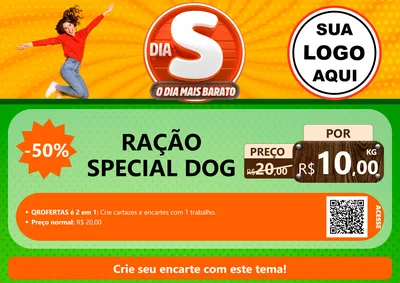 Modelo de Cartaz para Cartaz A4 Horizontal com o tema Dia S - O Dia Mais Barato para Pet Shop