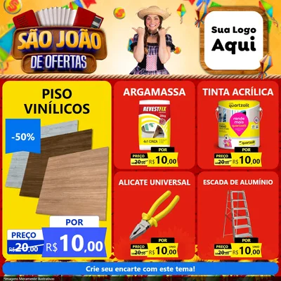 Modelo de Rede Social para Feed Facebook com o tema São João de Ofertas para Material para Construção