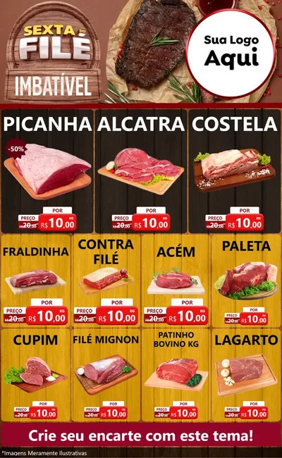 Modelo de Encarte para Encarte Grande com o tema Sexta do Filé para Açougue