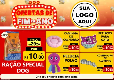 Modelo de Encarte para Encarte A4 Horizontal com o tema Ofertas de Fim de Ano para Pet Shop