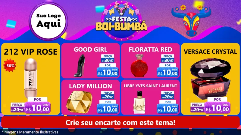 Modelo de TV para TV Horizontal com o tema Festa Boi-Bumbá para Perfumes