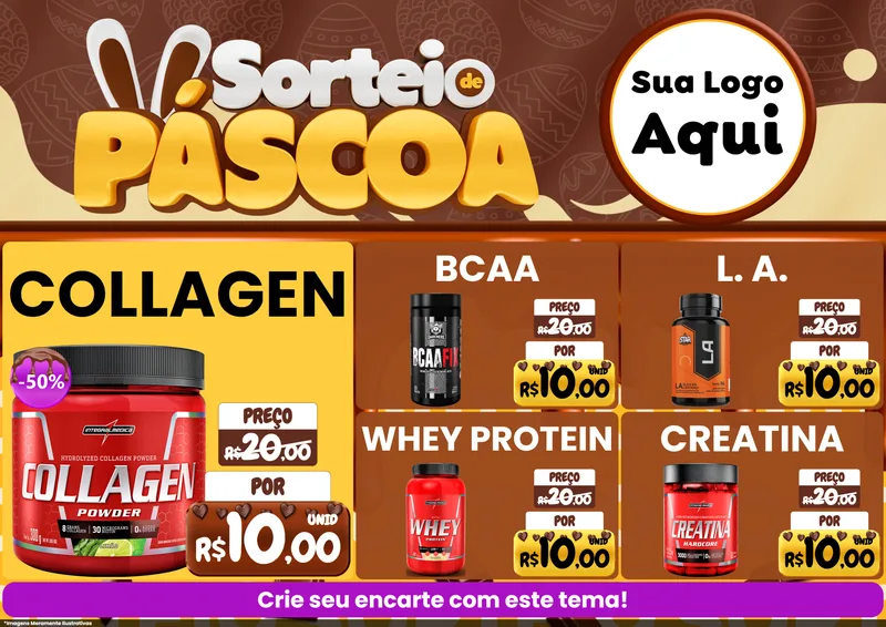 Modelo de Encarte para Encarte A4 Horizontal com o tema Sorteio de Páscoa para Suplementos alimentares