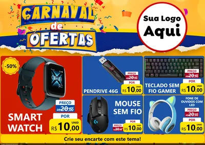 Modelo de Encarte para Encarte A4 Horizontal com o tema Carnaval de Ofertas para Informática