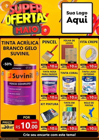 Modelo de Encarte para Encarte A4 Vertical com o tema Super Ofertas Maio para Tintas e Ferramentas