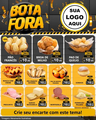 Modelo de Rede Social para Feed Instagram com o tema Bota Fora para Padaria