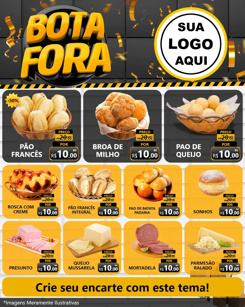 Modelo de Rede Social para Feed Instagram com o tema Bota Fora para Padaria
