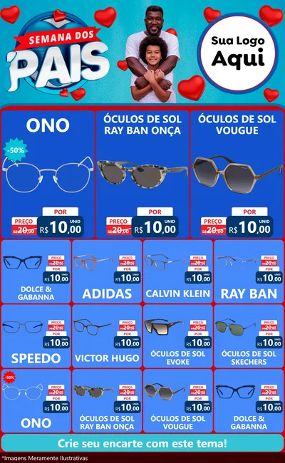 Modelo de Encarte para Encarte Grande com o tema Semana Dos Pais para Óticas