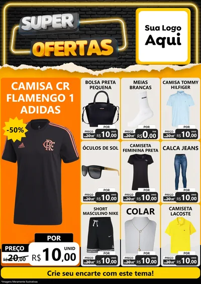 Modelo de Encarte para Encarte A4 Vertical com o tema Super Ofertas para Roupas e acessórios