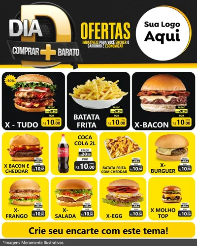Modelo de Rede Social para Feed Instagram com o tema Dia D Mais Economia para Hamburgueria
